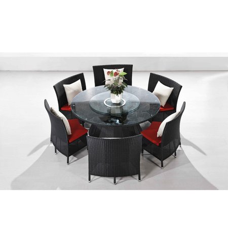 MANHATTAN COMFORT Nightingdale 7-Piece Outdoor Dining Set in Red, White and Black OD-DS001-RD